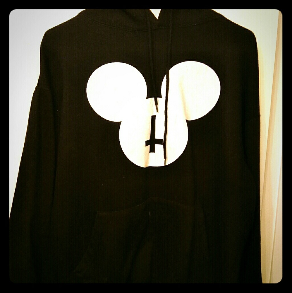 Nikki lipstick mickey upside down cross hoodie